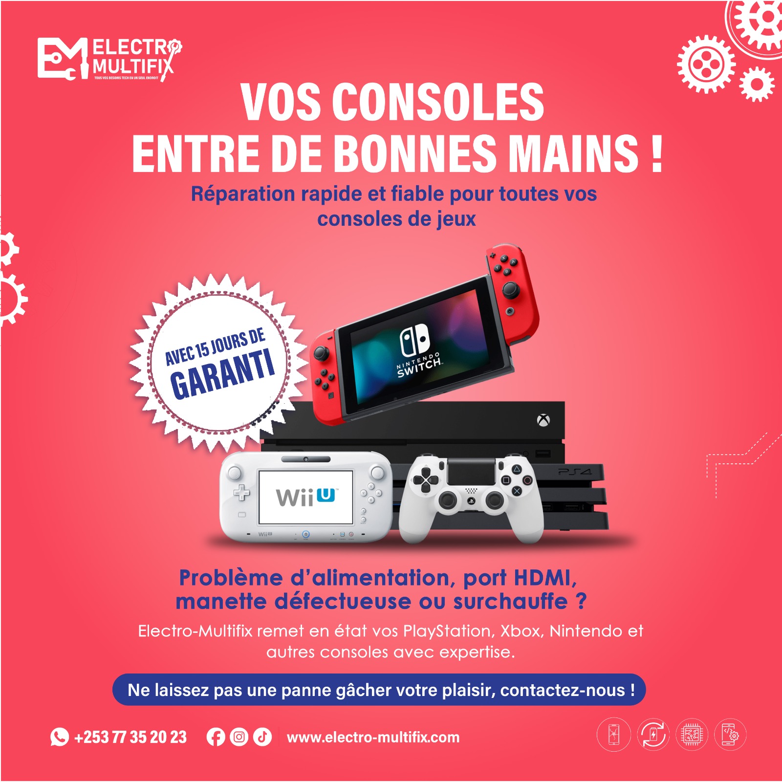 Service réparation de console de jeux